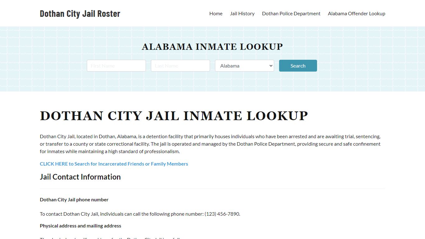 Dothan City Jail, AL Inmate Search, Jail Roster, Bookings