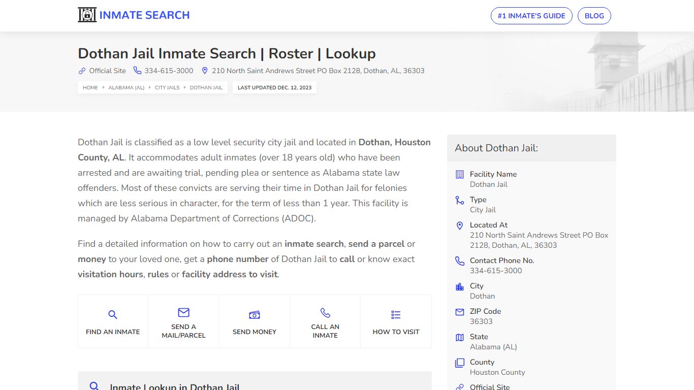 Dothan Jail Inmate Search | Roster | Lookup